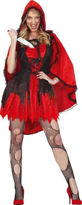 Produktbild von Märchengestalt Halloween Rot Kapuze Hexenkostüm Phantasie, Größe: 38 - 40 (M) Farbe: Rot