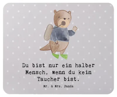 Produktbild von Mr. & Mrs. Panda Mauspad Taucher Herz - Grau Pastell - Geschenk, mousematte, Mousepad, Mouse Pad, pc, gummi