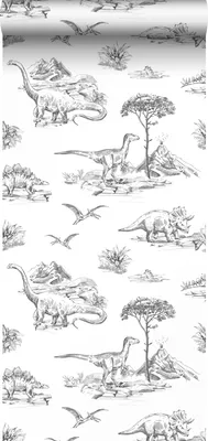 Obrázek produktu pro ESTAhome tapeta dinosauři černobílá - 139269 - 0,53 x 10,05 m