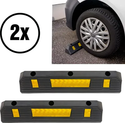 Produktbild von 2x Garagenstopper mit Reflexionsstreifen nach ECE R 104, ca. 58,7 x 12 x 9,5 cm von PETEX