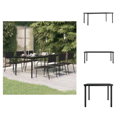 Zdjęcie produktu dla vidaXL Stół ogrodowy czarny 200x100x74 cm stal i szkło - Stoły ogrodowe