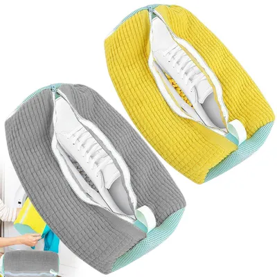 Produktbild von 2er Set Schuhwaschbeutel Waschmaschine Gelb Grau 39x19cm