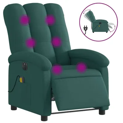 Imagen del producto de Sillón de masaje eléctrico, color verde oscuro, tapizado en tela