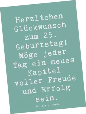 Produktbild von Mr. & Mrs. Panda Postkarte Spruch 25. Geburtstag - Meeresbrise - Geschenk, Freude, kunstkarte, Postkarten, Handgefertigt, Happy Birthday, Ansichtskarten, Meilenstein
