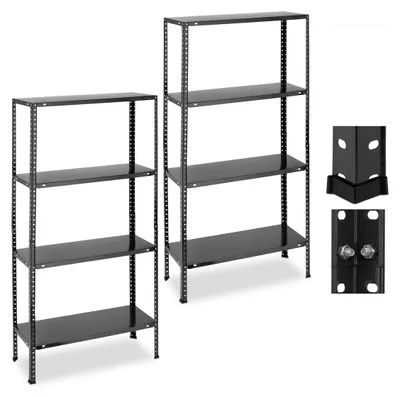 Steckregal-Set 2er, 160 kg, 147,5x75,5x30,5 cm, schwarz