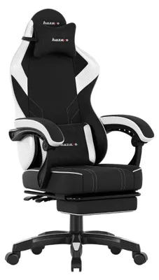 Immagine prodotto di Sedia da gioco Huzaro Force 3.7 bianca, schienale regolabile, cuscino lombare e cervicale, poggiapiedi, braccioli morbidi, rotelle silenziose