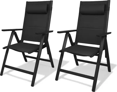 Produktbild von FlinQ Vylora Verstellbare Aluminium Gartenstühle 2x – Wetterfeste Gartenmöbel – Set aus 2 Relaxstühlen – Idealer Campingstuhl – Auch für Garten oder Balkon