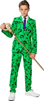 Produktbild von Boys The Riddler - Kostüm Anzug Karneval Halloween Kindergröße: 164-176