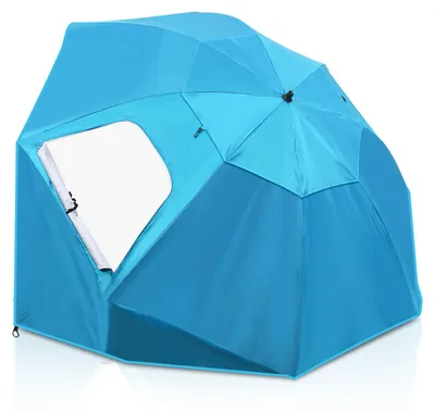 Image de Parasol de plage Peviasot 210 cm, protection UV 50+, hydrofuge, avec sac de transport, pour la plage, le jardin ou le camping, bleu ciel
