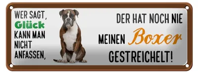Produktbild von Blechschild Spruch 27x10cm Boxer Hund gestreichelt Glück Dekoration