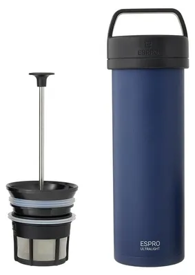 Reise-Kaffeepresse, Edelstahl, 475 ml, ägäisblau, 210 g