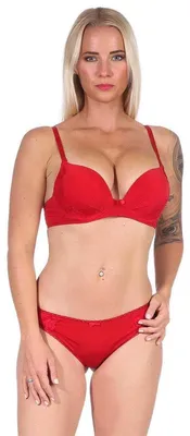 Produktbild von Push-up-BH mit Panty Set; Rot 70 Cup B