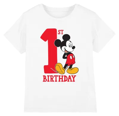 Obrázek produktu pro Tričko Disney Mickey Mouse, oslava prvních narozenin, dětské tričko, bílé, velikost 5–6 let