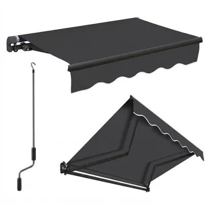 Produktbild von Gelenkarmmarkise 250 × 200 cm Markise mit Handkurbel Balkon Sonnenschutz verstellbar Aluminium Sonnenmarkise manuelle, Wetterfest Anthrazit