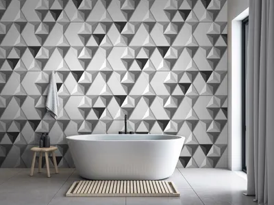 Produktbild von Vlies Fototapete geometrische Muster 400x280 cm Tapeten Wandtapete XXL Dreiecke 3D Effekt Täuschung grau f-A-10090-a-c
