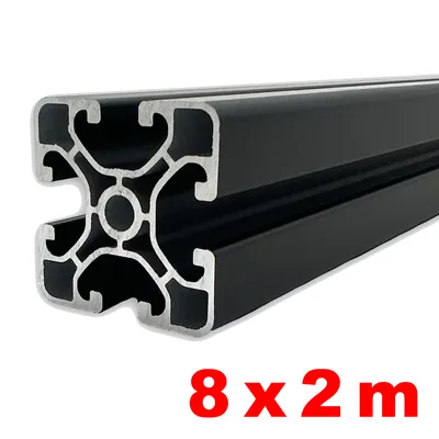 Produktbild von Alu Nutenprofil 40x40 mm Nut 8 Länge 8 x 2 m schwarz eloxiert E6/C35  - ultraleicht 2 m Pakete Alu Nut  Profil Nutprofil - 16 m