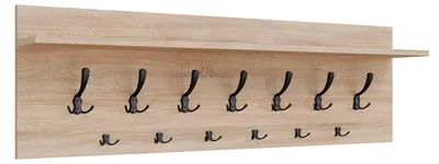 Obrázok produktu pre Veľký nástenný vešiak 120 cm, 13 háčikov na oblečenie, dub Sonoma + čierna