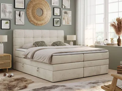 Produktbild von Boxspringbett mit Kopfteil und Topper, Polsterbett - LUKA-KING - 180x200cm - Beige - H3