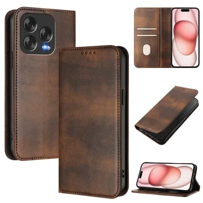 Produktbild von Handyhülle für ZTE Blade V70 Design/V70 Vita/nubia V70 Design, Vintage Leder RFID Schutz Kartenfach Standfunktion Magnetische Klapphülle Braun