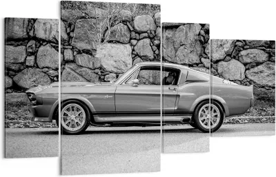 Produktbild von Bild auf Leinwand - Leinwandbild - 4 Teile - Auto Ford Mustang - 120x70cm - Wand Bild - Wanddeko - Wandbilder - Leinwanddruck - Bilder - Wanddekoration - Leinwand bilder - Wandbild - DL120x70-5011