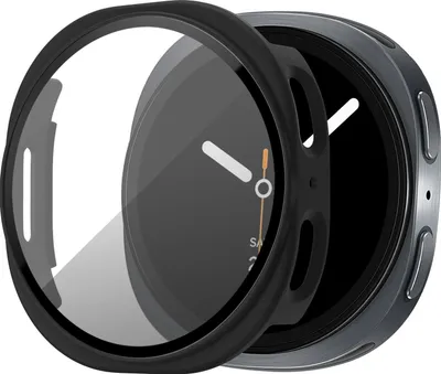 Produktbild von Bandz PC-Hartschalenetui mit Bildschirmschutz - passend für Samsung Galaxy Watch 8 - 44mm - Hartplastik-Schutzhülle - Vollschutz (schwarz)