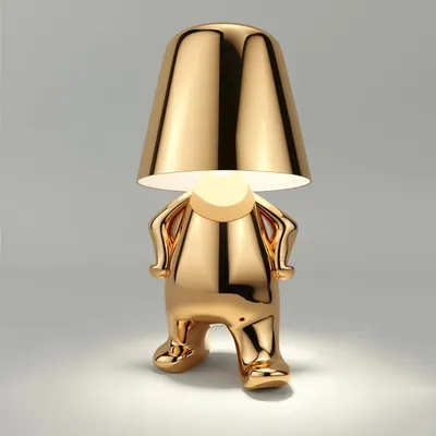 Produktbild von Thinker-Statue LED Nachttischlampe mit Touch-Steuerung,USB-Aufladung,3 Helligkeitsstufen,Kabellose Dimmbare Tischlampe,Dekorative Nachtlicht,(Gold E)