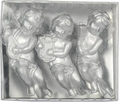 Productafbeelding van Set van 3 zilveren engeltjes om op te hangen, hoogte 9 cm