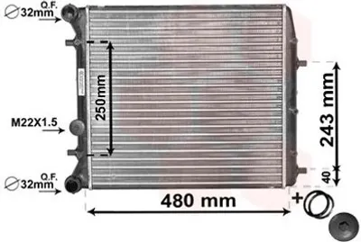 Produktbild von Van Wezel Wasserkühler für Seat Cordoba Ibiza Skoda Fabia VW Polo Fox