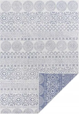 Zdjęcie produktu dla Dywan na taras 240x340cm zewnętrzno wewnętrzny, dwustronny niebiesko kremowy