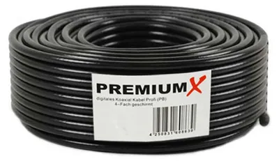Produktbild von PremiumX 25m BASIC Koaxialkabel schwarz 135dB 4-fach CCS SAT Kabel