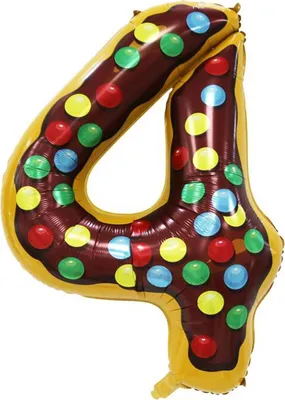 Produktbild von Folienballon Zahl 4, ca. 100 cm, Donut