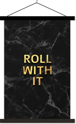 Produktbild von MuchoWow® Textilposter Zitate - Sprichwörter - Gold - Marmor 60x90 cm mit schwarzem Rahmen - Poster Wohnzimmer