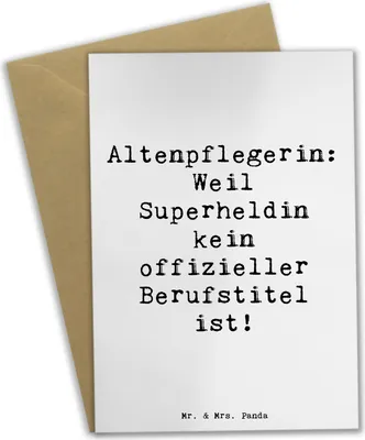 Produktbild von Mr. & Mrs. Panda Glückwunschkarte Spruch Altenpflegerin Superheld - Weiß - Geschenk, Beileidskarte, einladungskarten, Berufe, hochzeitskarten, Berufsalltag, Grußkarte