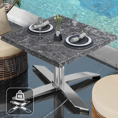 Produktbild von WTG | Jamaika Loungetisch | B:T:H 70 x 70 x 37 cm | Felsen / Aluminium | Zusatzgewicht | Bistro Loungetisch Gastro Tisch