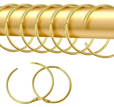 Produktbild von 20 runde Gardinenringe mit 50 mm Durchmesser für Gardinen und Gardinenstangen (goldfarben)