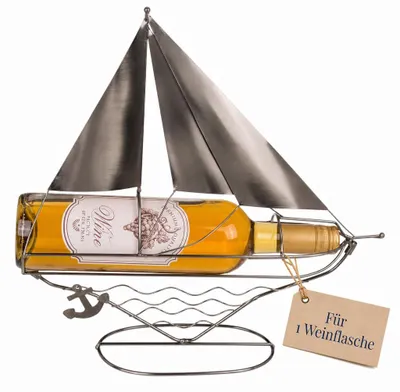 Metallener Flaschenhalter Segelboot 33x10x33 cm