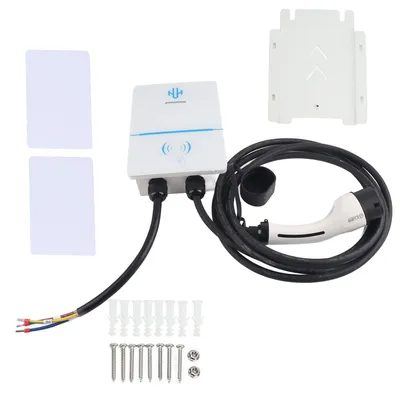 Immagine prodotto di Stazione di ricarica per veicoli elettrici, supporto a parete, 32 A, connettore per veicoli elettrici, CE CQC SAE J1772, compatibile con tutti i veicoli