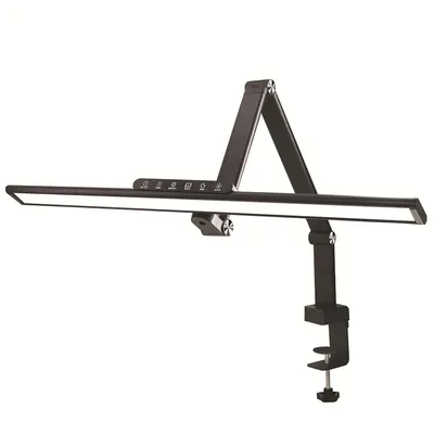 Produktbild von LED-Schreibtischlampe mit Clip, Metallschwenkarm 5-fach dimmende Bürotischlampe, 180-Grad-Rotation, geeignet für Arbeitszeichnen und Lesen Desktop