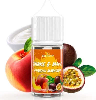 Produktbild von Belissia Shake and Make Pfirsich-Maracuja Refill - 30 ml hochdosiertes Lebensmittelaroma - zum Nachfüllen - Für Backen, Speisen, Getränke, Shakes uvm