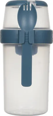 Zdjęcie produktu dla Lunch box z 3 przegródkami 1L niebieski z łyżką/widelcem