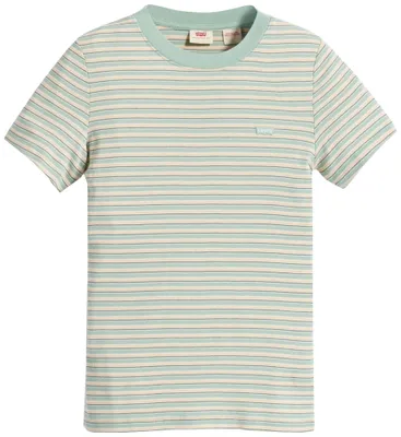 Produktbild von Levi's Damen Ss Rib Baby Tee T-Shirt,Indigo Stripe Granite Green,XXS