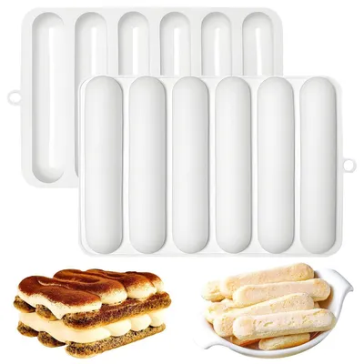 Obrázok produktu pre Silikónová forma na pečenie sušienok, sada 2 kusov, 6 priehlbín, nepriľnavá, opakovane použiteľná, biela