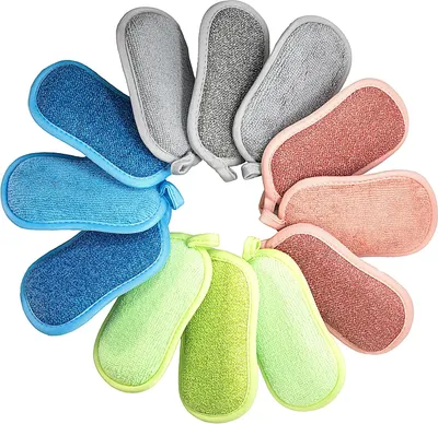 Produktbild von 12 Stück Wiederverwendbare Schwämme für Küche und Badezimmer - Nicht-Kratzende Schwämme für Effektive Reinigung