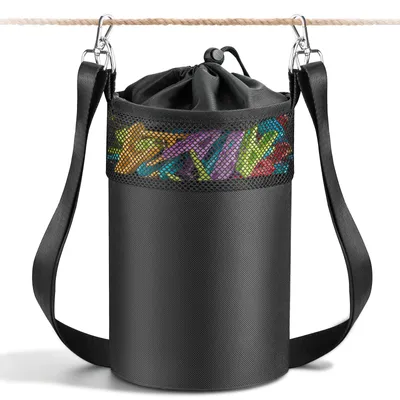 Wäscheklammertasche mit Schultergurt, bis 200 Klammern, schwarz