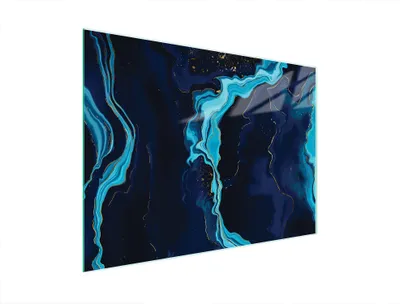 A glass cutting board with a marble pattern.