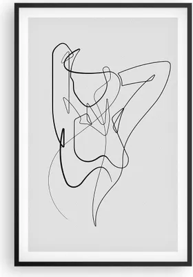 Produktbild von Gerahmtes Poster - Schwarzer Rahmen - Frau Bleistift Linie - 61x91,5 cm - Wand Bild - Wanddeko - Wandbilder - Kunstposter - Wandposter - Bilderrahmen - Bilder - Kunstdruck - P2BPA61x91-4991