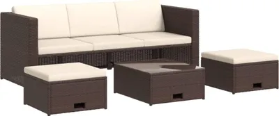 Produktbild von vidaXL 4-tlg. Garten-Lounge-Set mit Auflagen Poly Rattan Braun