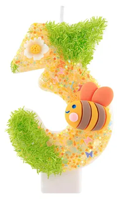 Produktbild von Geburtstagszahlen "3" mit Bienen und Blumen zur Dekoration von Torten