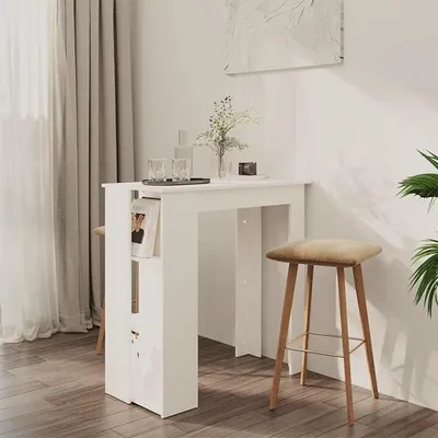 Productafbeelding van Bartoog met plank, keukentafel, tafel, hoge tafel, barkrukken en -tafels, eettafel, bar tafel, witte bar tafel, 102x50x103,5 cm, spaanplaat