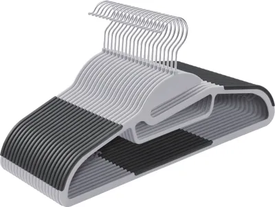 Produktbild von SONGMICS Kleiderbügel 20 Stück 0,5 cm dick dünn und platzsparend antirutsch für Anzug Jacke Krawatte Kunststoff um 360° drehbarer Haken grau CRP41G